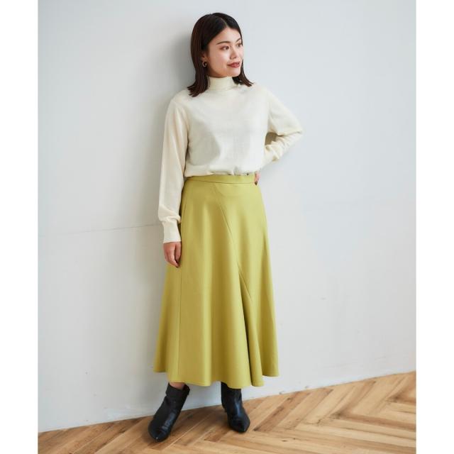 ルクールブラン（le．coeur blanc）/《手洗い可能》カシミヤタッチフレアスカート