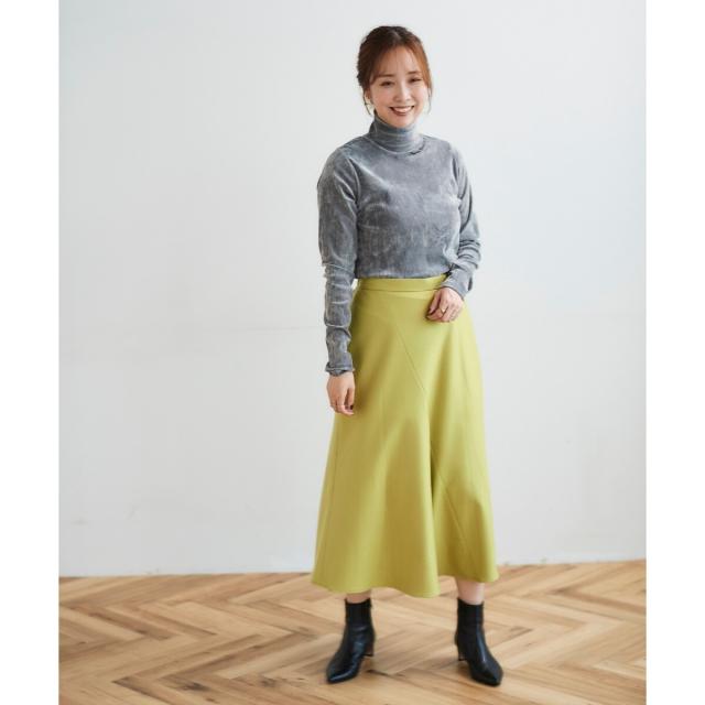 ルクールブラン（le．coeur blanc）/《手洗い可能》カシミヤタッチフレアスカート
