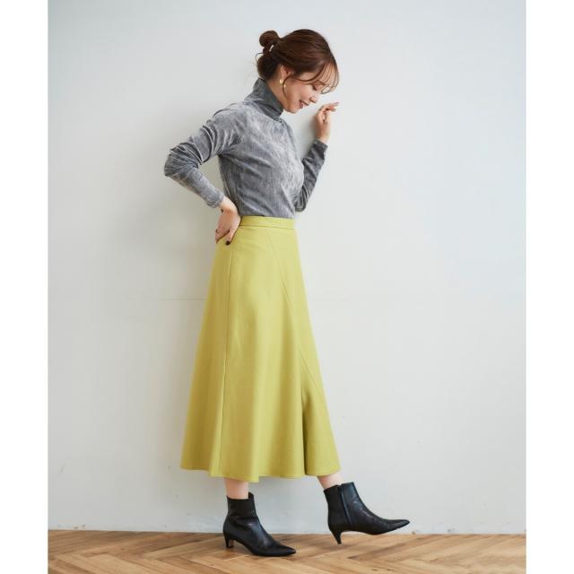 ルクールブラン（le．coeur blanc）/《手洗い可能》カシミヤタッチフレアスカート