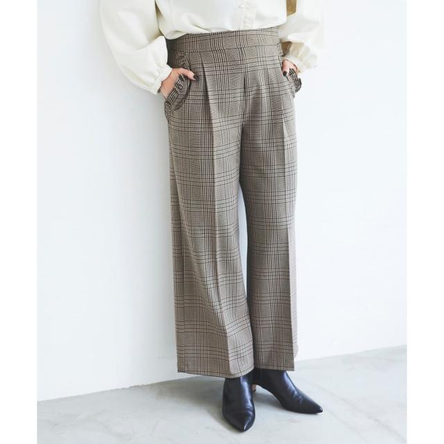 ルクールブラン（le．coeur blanc）/Perle Peche チェックパンツ