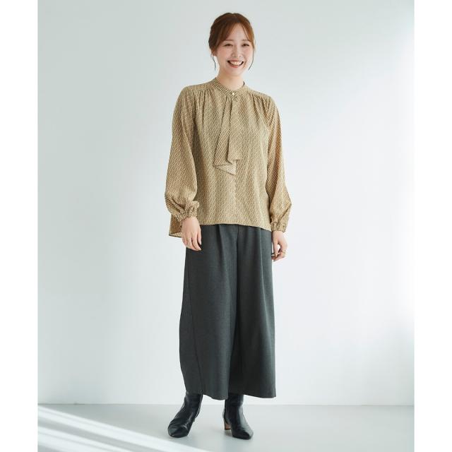 ルクールブラン（le．coeur blanc）/《手洗い可能》デシンキカプリントスカーフタイブラウス