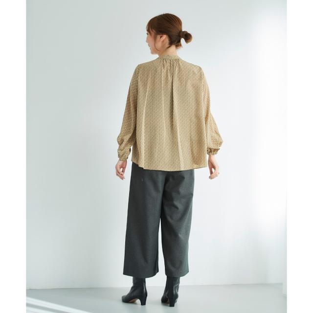 ルクールブラン（le．coeur blanc）/《手洗い可能》デシンキカプリントスカーフタイブラウス