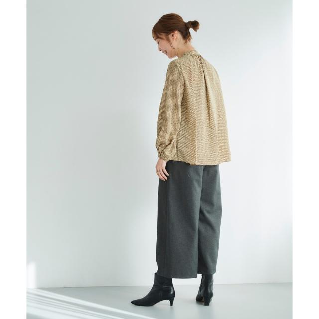 ルクールブラン（le．coeur blanc）/《手洗い可能》デシンキカプリントスカーフタイブラウス