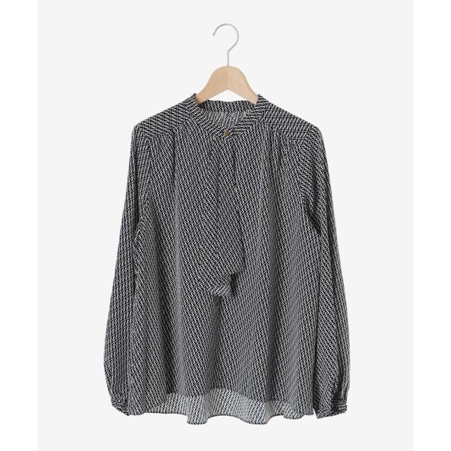 ルクールブラン（le．coeur blanc）/《手洗い可能》デシンキカプリントスカーフタイブラウス