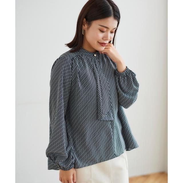 ルクールブラン（le．coeur blanc）/《手洗い可能》デシンキカプリントスカーフタイブラウス