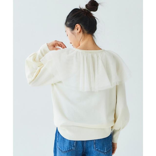 ルクールブラン（le．coeur blanc）/《WEB限定アイテム》チュールケープ付き2wayニット