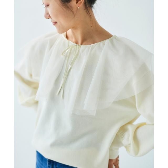 ルクールブラン（le．coeur blanc）/《WEB限定アイテム》チュールケープ付き2wayニット