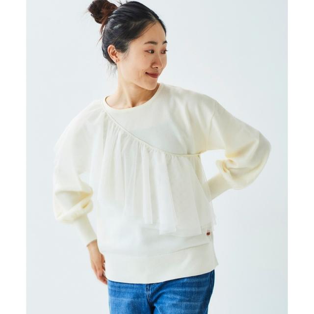 ルクールブラン（le．coeur blanc）/《WEB限定アイテム》チュールケープ付き2wayニット