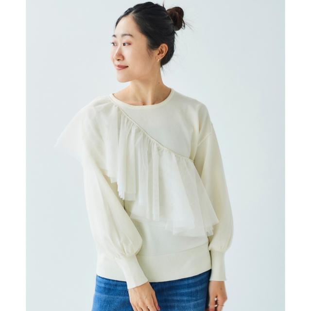 ルクールブラン（le．coeur blanc）/《WEB限定アイテム》チュールケープ付き2wayニット