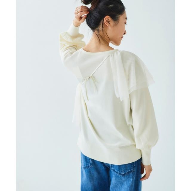 ルクールブラン（le．coeur blanc）/《WEB限定アイテム》チュールケープ付き2wayニット