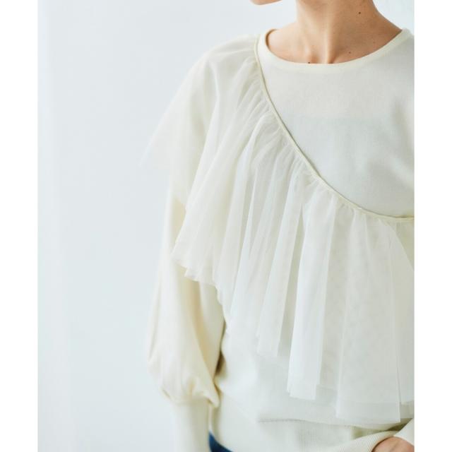 ルクールブラン（le．coeur blanc）/《WEB限定アイテム》チュールケープ付き2wayニット