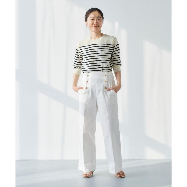 ルクールブラン（le．coeur blanc）/《手洗い可能》マリンワイドパンツ