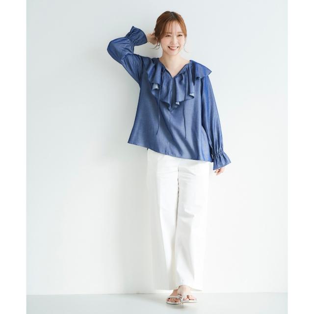 ルクールブラン（le．coeur blanc）/《手洗い可能》マリンワイドパンツ