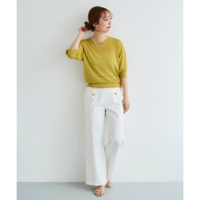 ルクールブラン（le．coeur blanc）/《手洗い可能》マリンワイドパンツ