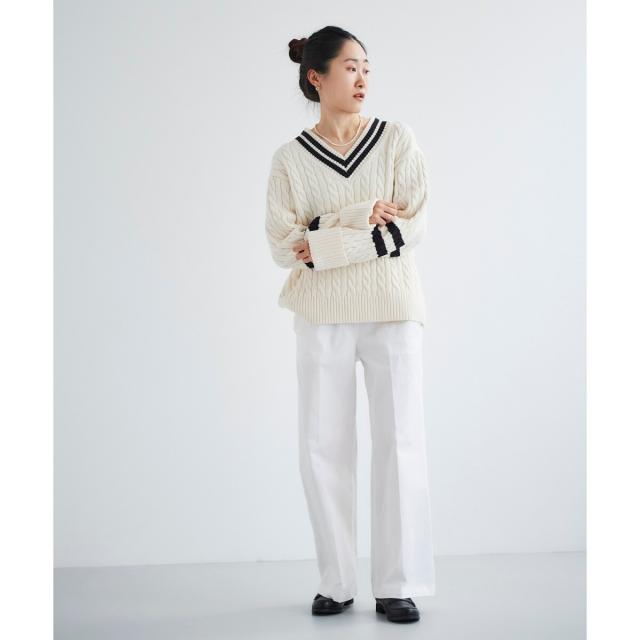 ルクールブラン（le．coeur blanc）/《手洗い可能》マリンワイドパンツ