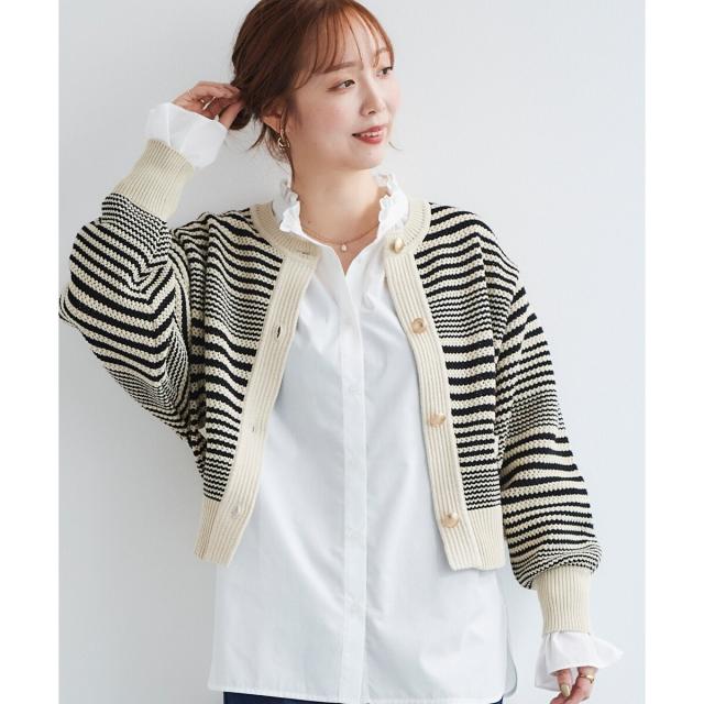 ルクールブラン（le．coeur blanc）/《手洗い可能》柄アミニットカーディガン