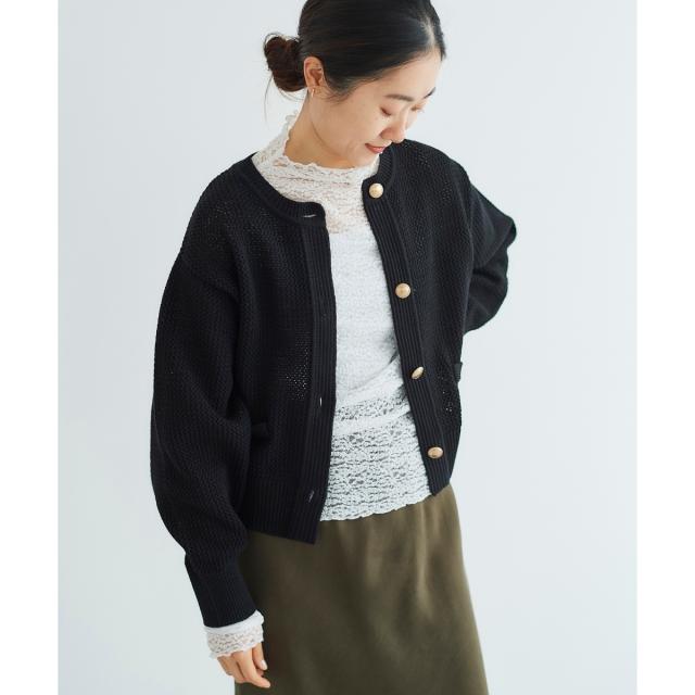 ルクールブラン（le．coeur blanc）/《手洗い可能》柄アミニットカーディガン