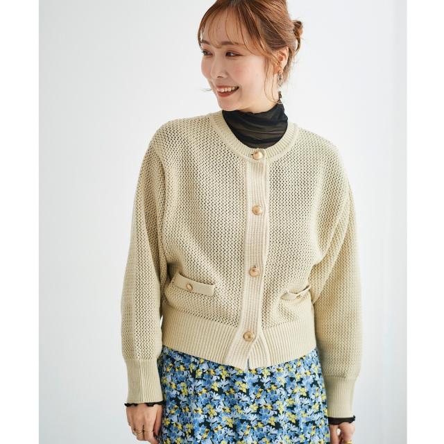ルクールブラン（le．coeur blanc）/《手洗い可能》柄アミニットカーディガン