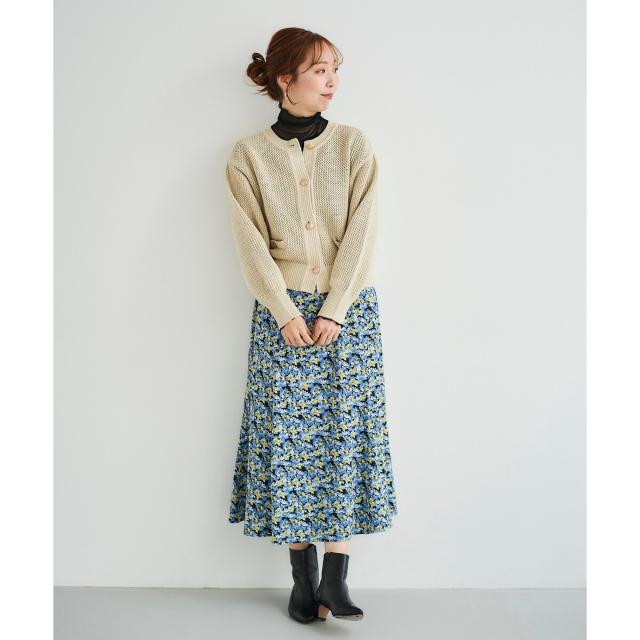 ルクールブラン（le．coeur blanc）/《手洗い可能》柄アミニットカーディガン