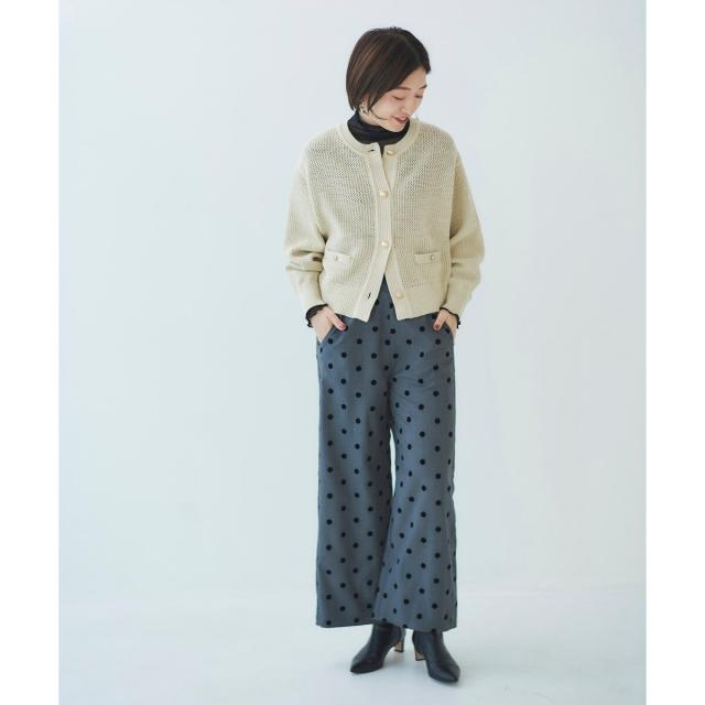 ルクールブラン（le．coeur blanc）/《手洗い可能》柄アミニットカーディガン