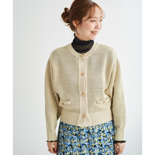 ルクールブラン（le．coeur blanc）/《手洗い可能》柄アミニットカーディガン