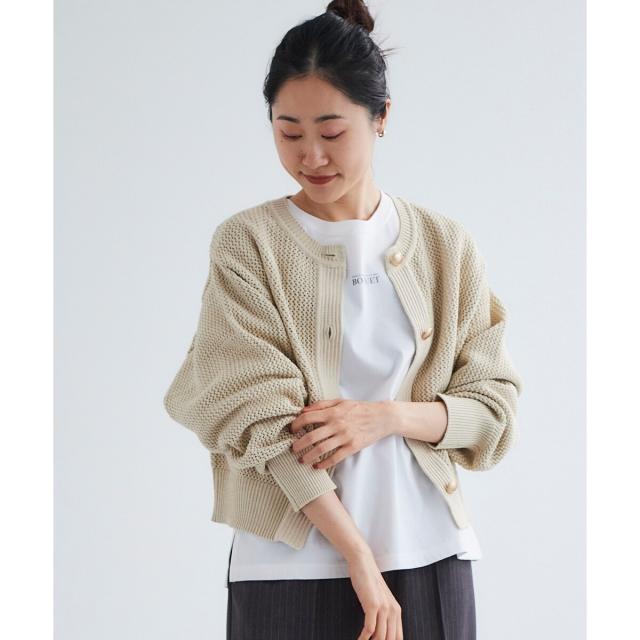 ルクールブラン（le．coeur blanc）/《手洗い可能》柄アミニットカーディガン