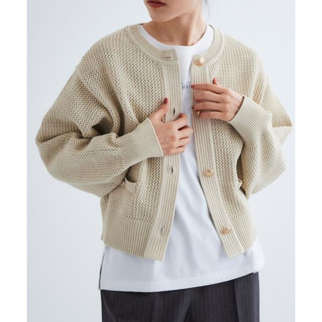 ルクールブラン（le．coeur blanc）/《手洗い可能》柄アミニットカーディガン