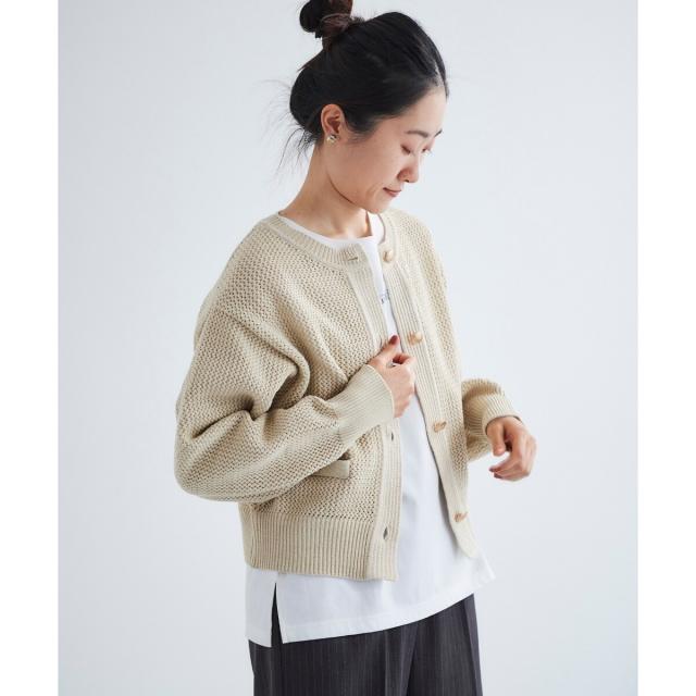 ルクールブラン（le．coeur blanc）/《手洗い可能》柄アミニットカーディガン