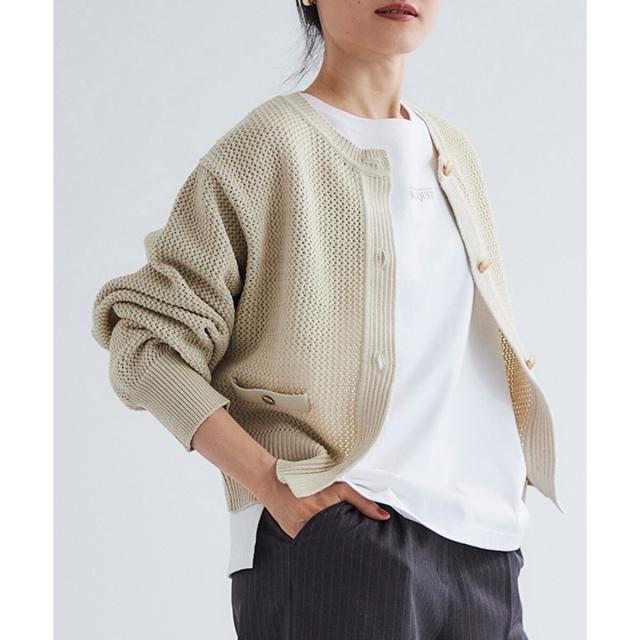 ルクールブラン（le．coeur blanc）/《手洗い可能》柄アミニットカーディガン