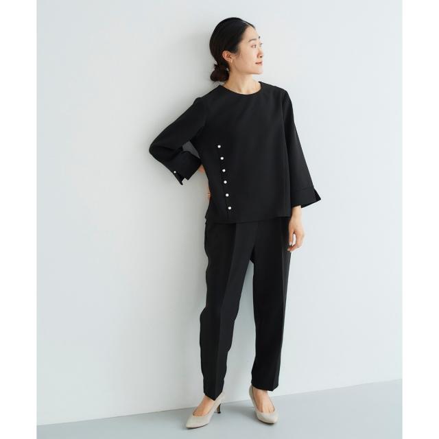 ルクールブラン（le．coeur blanc）/パール付きプルオーバー×テーパードパンツセット