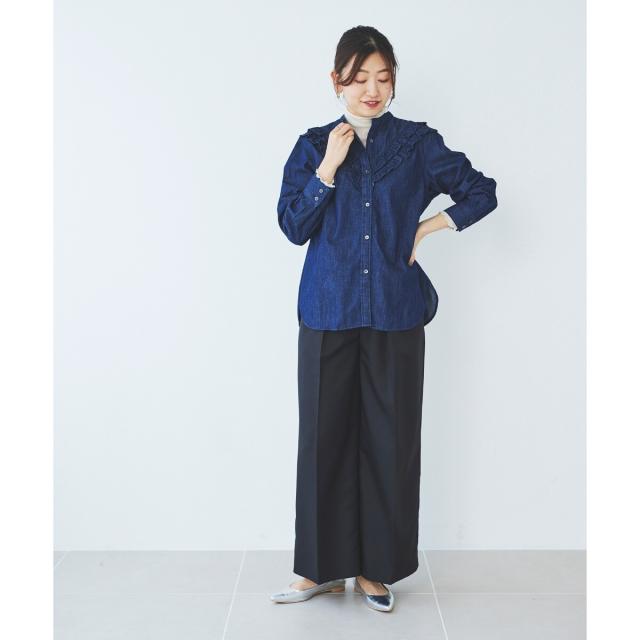 ルクールブラン（le．coeur blanc）/《手洗い可能》ハイウエストベルトツキワイドパンツ