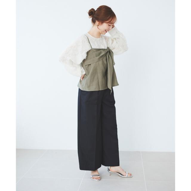 ルクールブラン（le．coeur blanc）/《手洗い可能》ハイウエストベルトツキワイドパンツ