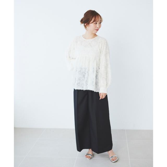 ルクールブラン（le．coeur blanc）/《手洗い可能》ハイウエストベルトツキワイドパンツ