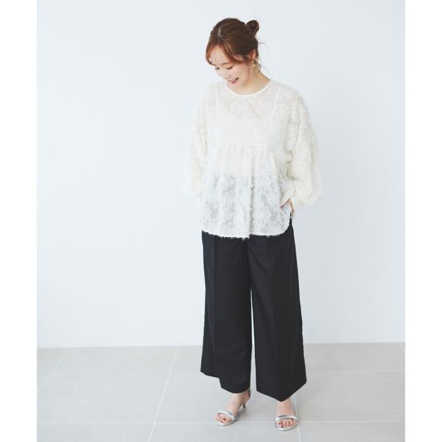 ルクールブラン（le．coeur blanc）/《手洗い可能》ハイウエストベルトツキワイドパンツ