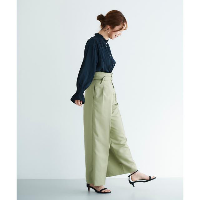 ルクールブラン（le．coeur blanc）/《手洗い可能》ハイウエストベルトツキワイドパンツ