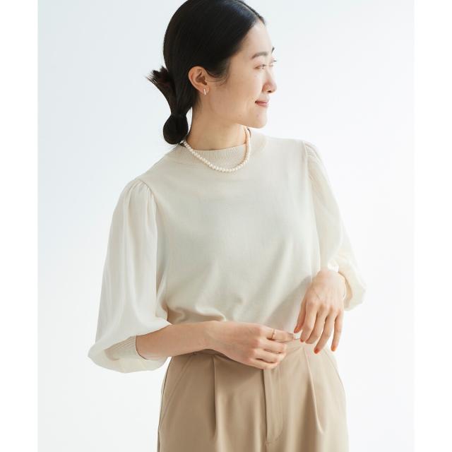 ルクールブラン（le．coeur blanc）/《手洗い可能》スリーブドッキングニットプルオーバー