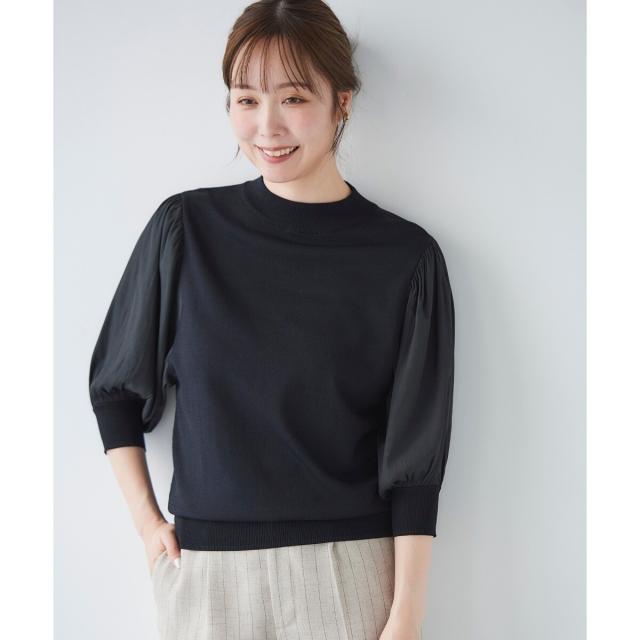 ルクールブラン（le．coeur blanc）/《手洗い可能》スリーブドッキングニットプルオーバー