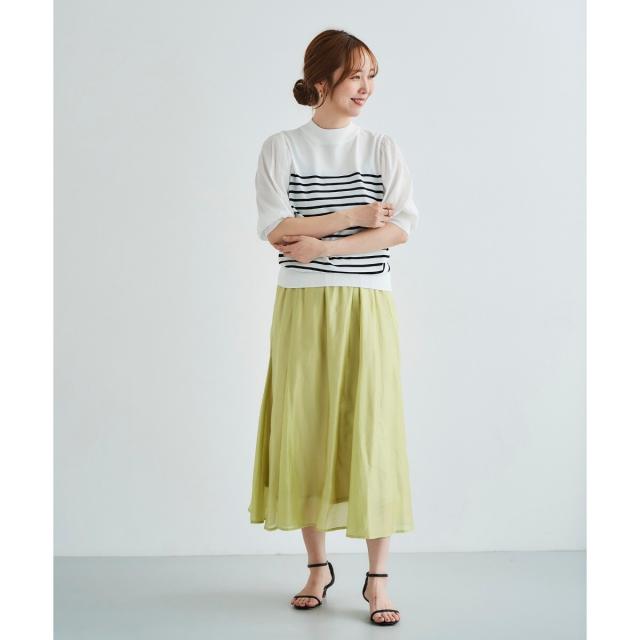 ルクールブラン（le．coeur blanc）/《手洗い可能》スリーブドッキングニットプルオーバー