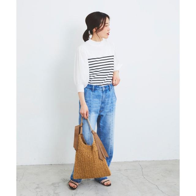 ルクールブラン（le．coeur blanc）/《手洗い可能》スリーブドッキングニットプルオーバー