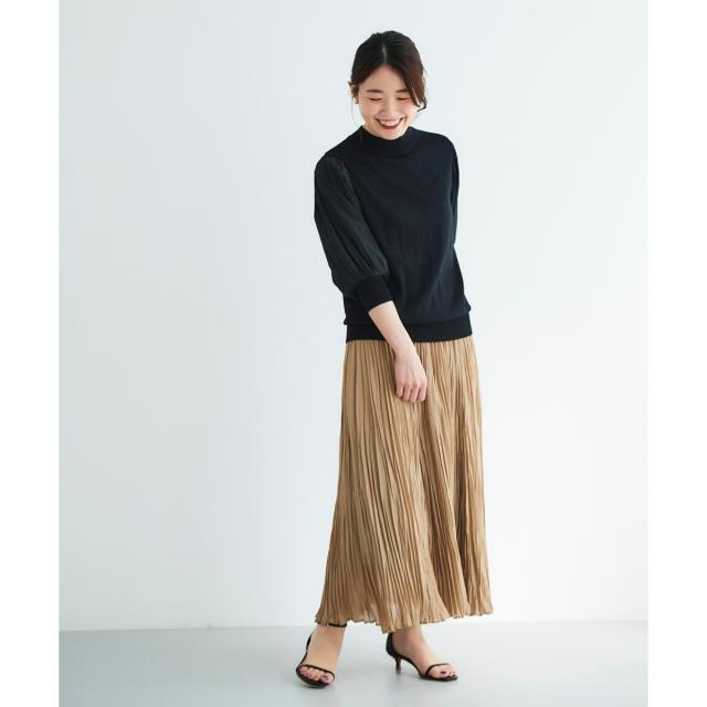 ルクールブラン（le．coeur blanc）/《手洗い可能》スリーブドッキングニットプルオーバー