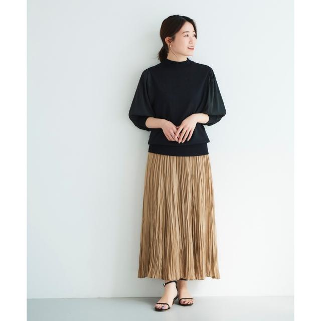 ルクールブラン（le．coeur blanc）/《手洗い可能》スリーブドッキングニットプルオーバー