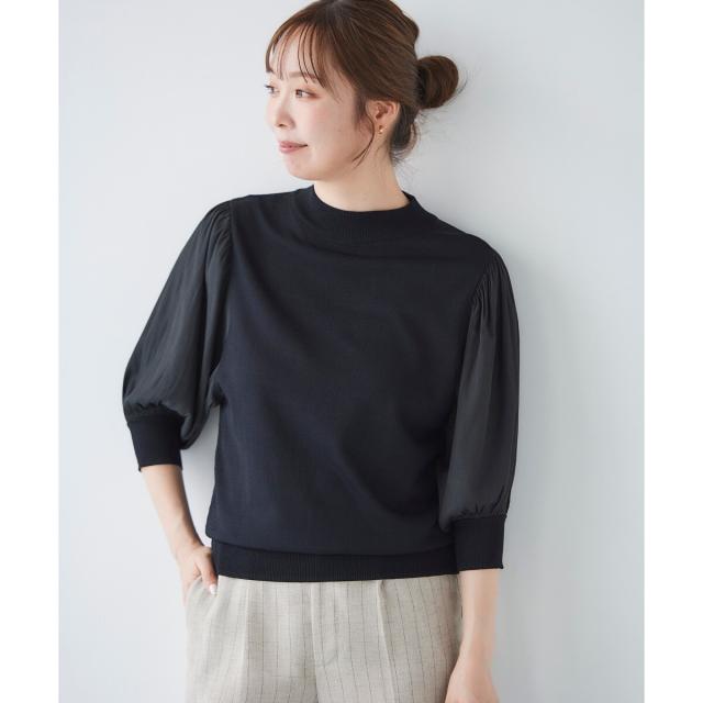 ルクールブラン（le．coeur blanc）/《手洗い可能》スリーブドッキングニットプルオーバー