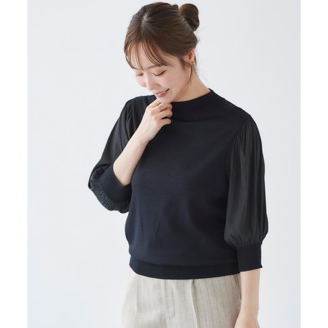 ルクールブラン（le．coeur blanc）/《手洗い可能》スリーブドッキングニットプルオーバー