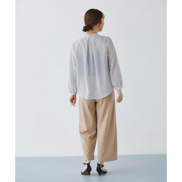 ルクールブラン（le．coeur blanc）/《手洗い可能》デシンキカプリントスカーフタイブラウス