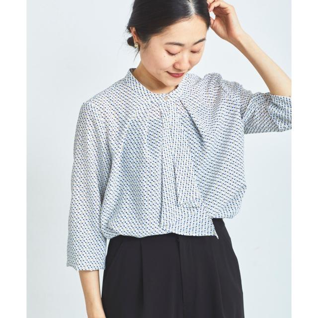 ルクールブラン（le．coeur blanc）/《手洗い可能》デシンキカプリントスカーフタイブラウス
