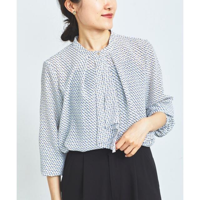 ルクールブラン（le．coeur blanc）/《手洗い可能》デシンキカプリントスカーフタイブラウス