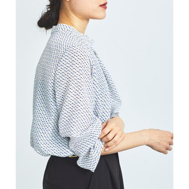 ルクールブラン（le．coeur blanc）/《手洗い可能》デシンキカプリントスカーフタイブラウス