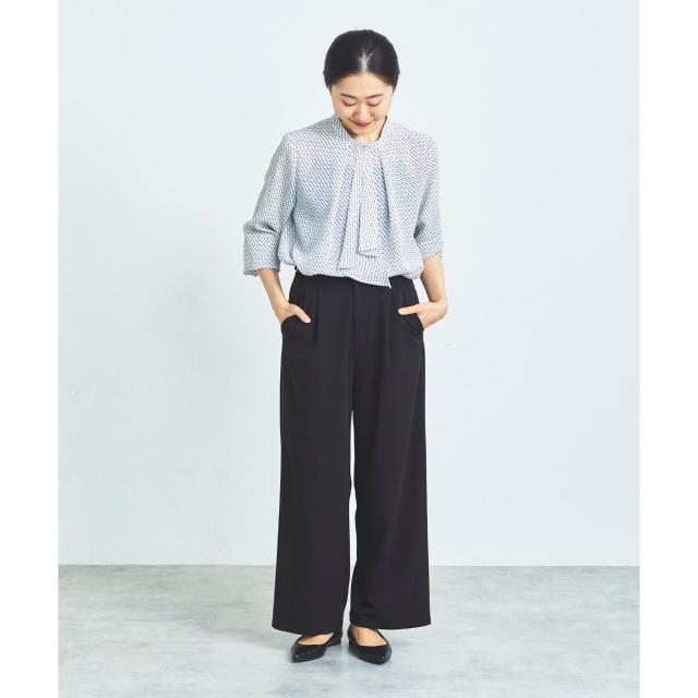 ルクールブラン（le．coeur blanc）/《手洗い可能》デシンキカプリントスカーフタイブラウス