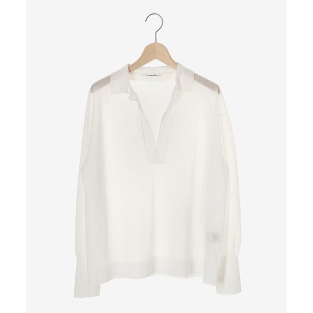 ルクールブラン（le．coeur blanc）/《手洗い可能》シアースキッパー襟付きニット