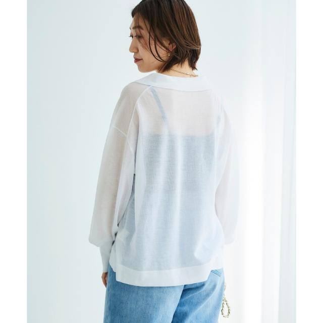 ルクールブラン（le．coeur blanc）/《手洗い可能》シアースキッパー襟付きニット